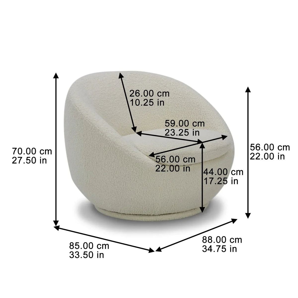Nouveauté 2026 – Fauteuil pivotant Mira de Better Homes & Gardens , en peau de mouton retournée crème