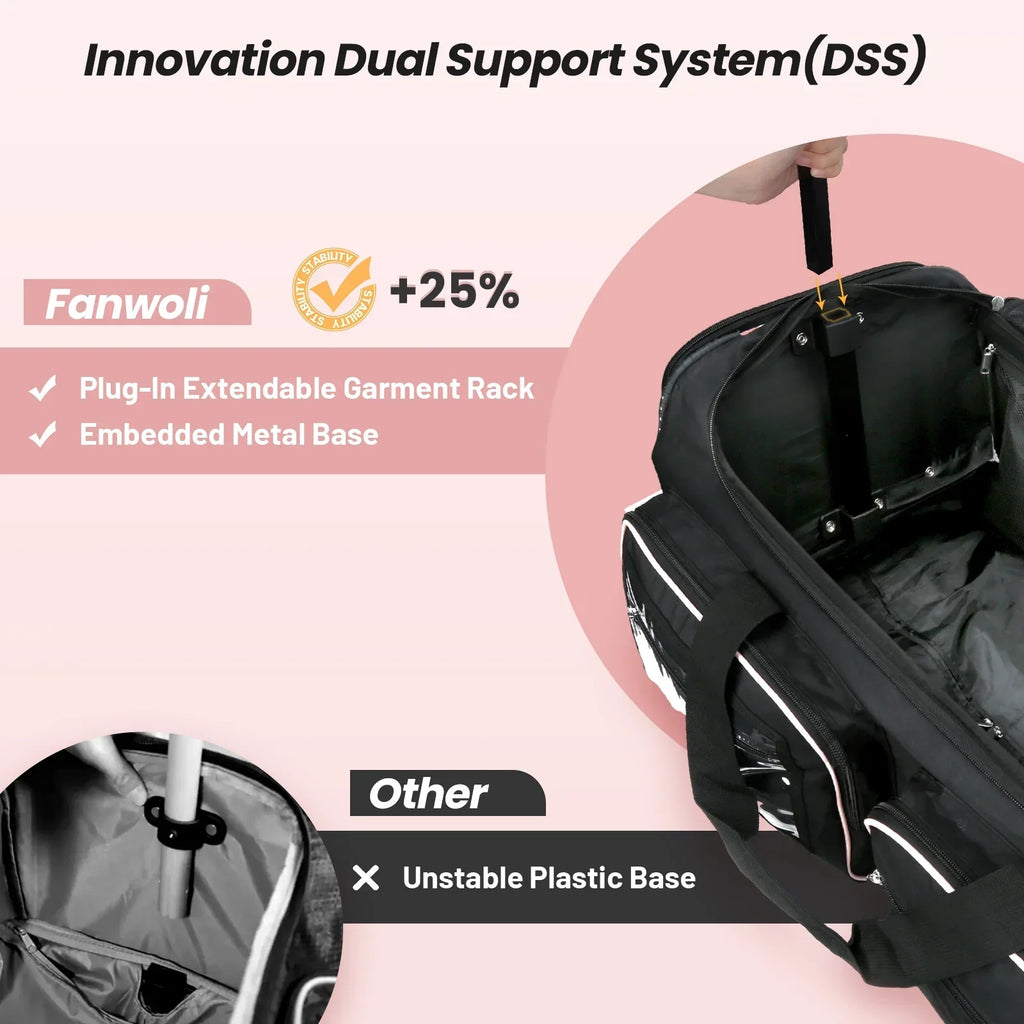 Nouveauté 2026 – Sac de danse Fegat avec portant - Sac de danse pliable à roulettes de 71 cm (28 pouces) pour compétitions, danse, spectacles, streamers et athlètes. Valise légère à roulettes
