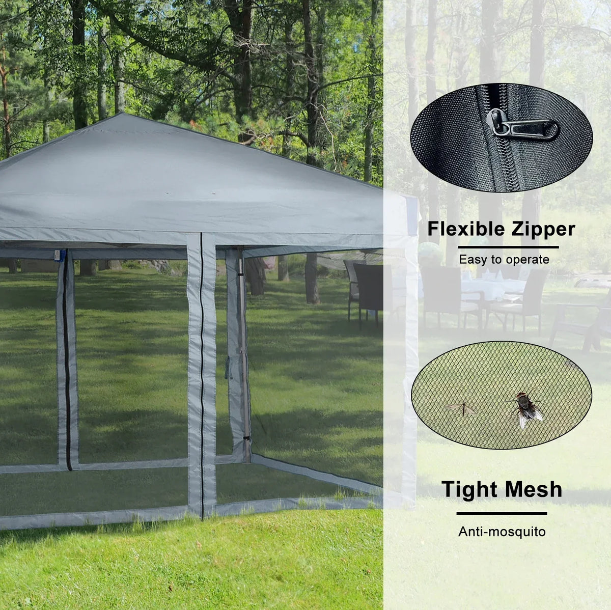 Nouveauté 2026 – Abri pliant Aoodor de 3,65 m x 3,65 m avec parois latérales en filet amovibles, tente d'extérieur portable et instantanée - Noir