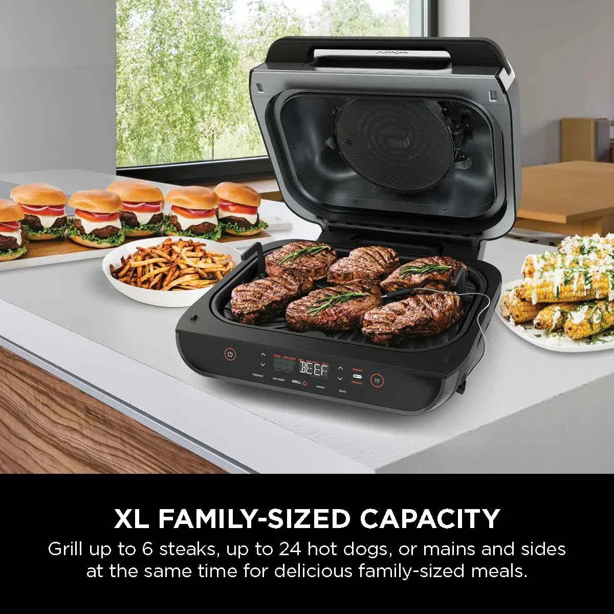 Nouveauté 2026 – Gril d'intérieur Foodi Smart XL 4 en 1 avec friteuse à air de 4 litres, rôtissage, cuisson au four et système de cuisson intelligent, FG550