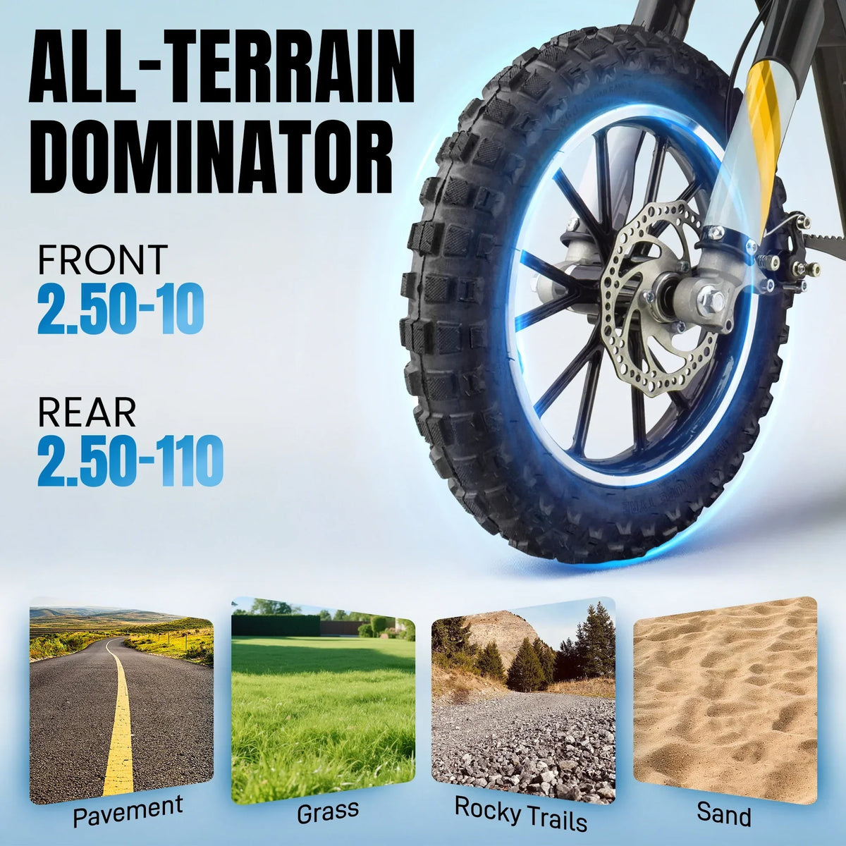 Nouveauté 2026 – Moto tout-terrain électrique QEASET , 500 W, pour enfants (garçons et filles) de 8 à 14 ans, bleue
