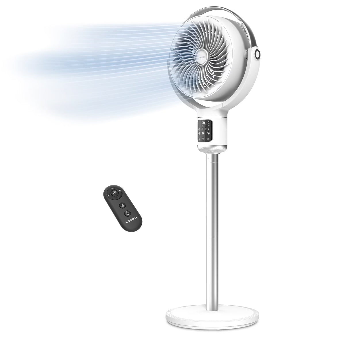 Nouveauté 2026 – Ventilateur sur pied Lasko Whirlwind 7" à 24 vitesses, mouvement orbital, débit d'air de 25 pi/s, télécommande, APDC301