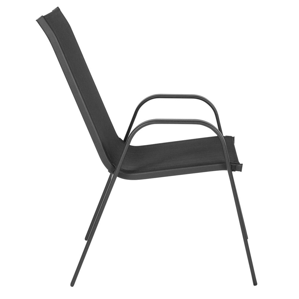 Nouveauté 2026 – Lot de 5 chaises empilables d'extérieur BizChair noires , revêtement Flex Comfort et structure en métal