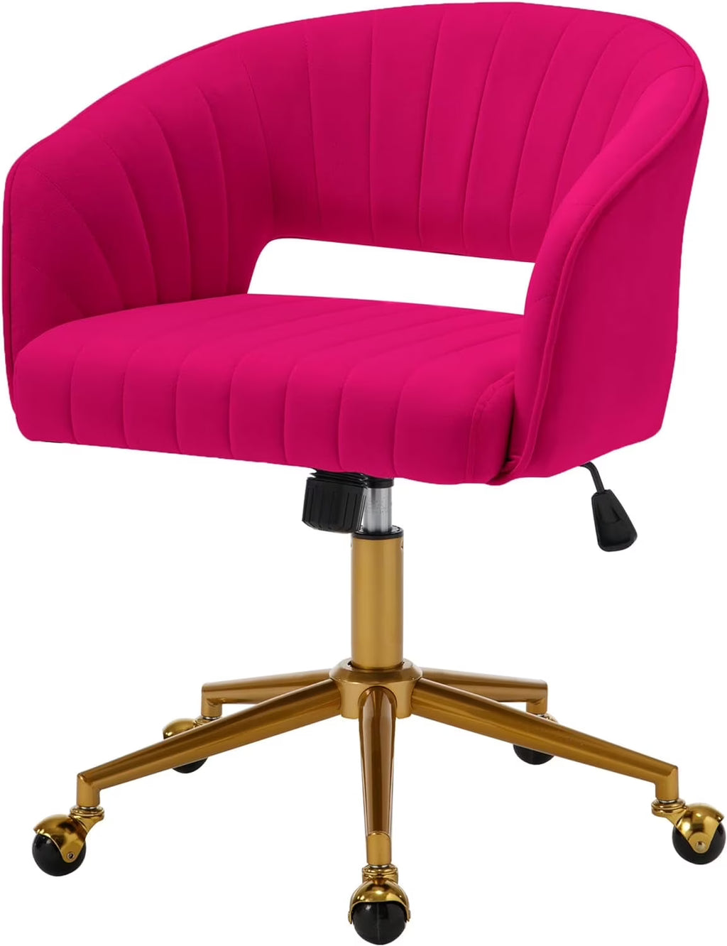 Nouveauté 2026 – Chaise de bureau Westice , chaise de travail en velours, chaise pivotante réglable en hauteur avec base dorée, idéale pour coiffeuse, bureau, salon ou salle informatique, beige