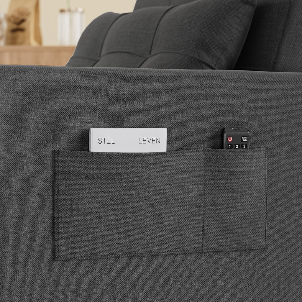 Nouveauté 2026 – Canapé-lit convertible 3 en 1 Aiho pour salon, gris foncé