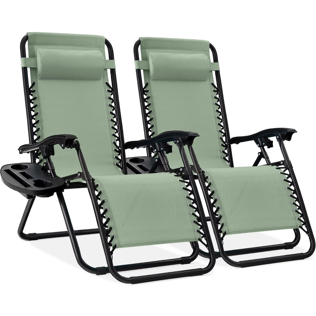 Nouveauté 2026 – Ensemble de 2 fauteuils inclinables zéro gravité Best Choice Products pour terrasse et piscine avec porte-gobelet - Gris