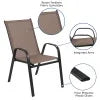 Nouveauté 2026 – Lot de 5 chaises empilables d'extérieur BizChair noires , revêtement Flex Comfort et structure en métal