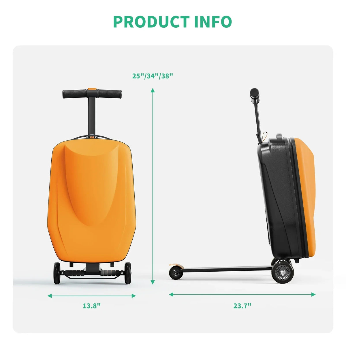 Nouveauté 2026 – Muhub - Valise-trottinette 2 en 1 pour enfants et adultes, pliable et à roulettes, bleu clair