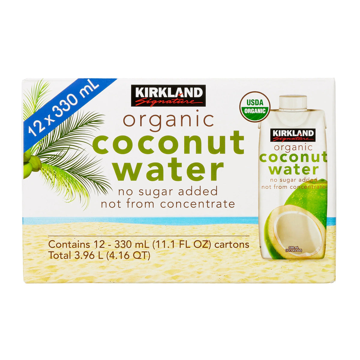 Nouveauté 2026 – Eau de coco biologique Kirkland Signature , 330 ml (11,1 fl oz), paquet de 12