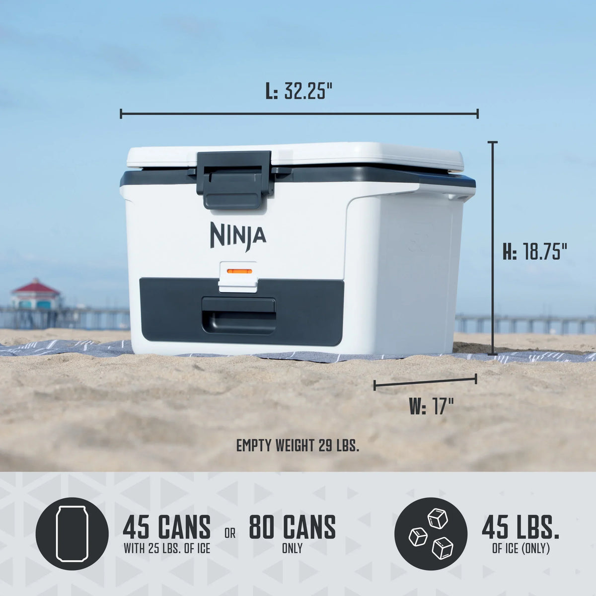 Nouveauté 2026 – Glacière rigide Ninja FrostVault 50 pintes avec zone sèche, grise, FB151GY