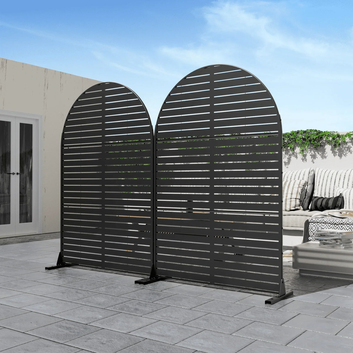 Nouveauté 2026 – Panneau de séparation extérieur en métal noir MAYEERTY 72*47" pour patio, style classique à persiennes