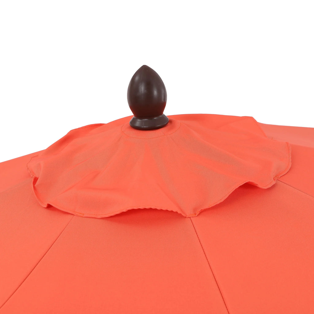 Nouveauté 2026 – Parasol de marché JONATHAN Y Tracy 2,74 m (9 pi), style classique milieu du siècle, franges festonnées, manivelle d'inclinaison automatique, aération et protection UV, rose corail/blanc, mât marron foncé