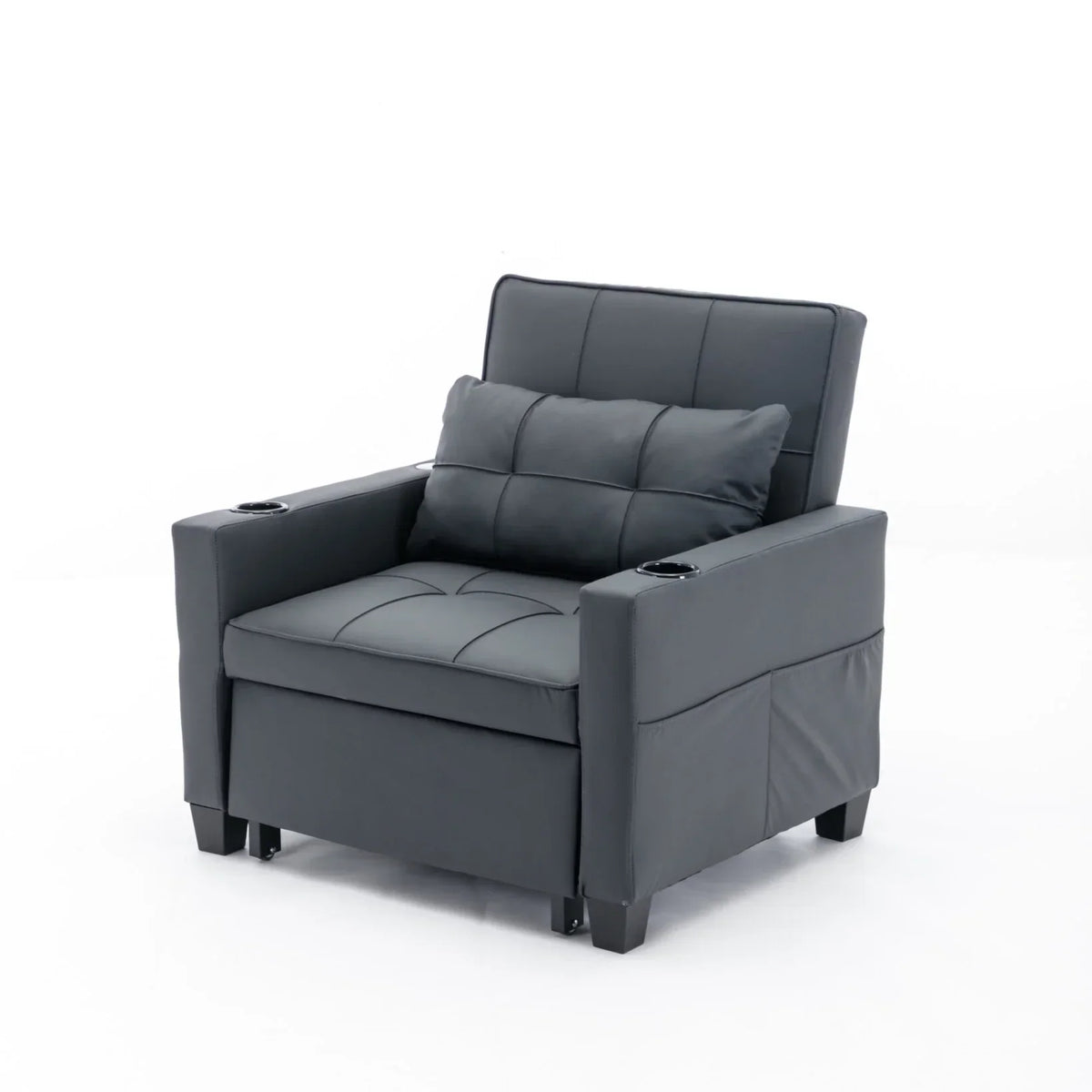 Nouveauté 2026 – Canapé-lit futon convertible , fauteuil-lit multifonctionnel 3 en 1 avec ports USB, dossier inclinable réglable, idéal pour les petits espaces (salon, chambre), revêtement en tissu technique, gris foncé