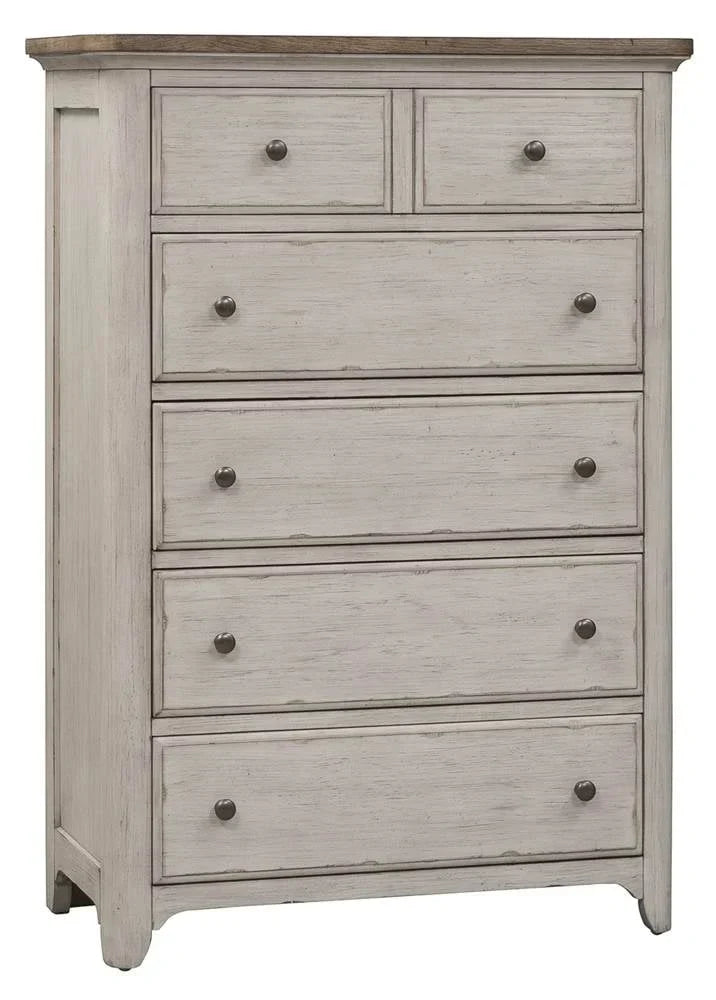 Nouveauté 2026 – Commode à 5 tiroirs , finition blanc antique