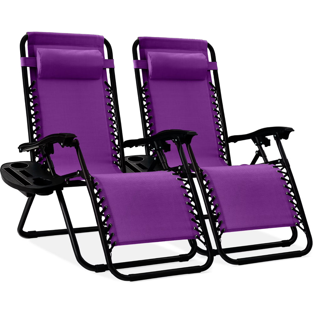 Nouveauté 2026 – Ensemble de 2 fauteuils inclinables zéro gravité Best Choice Products pour terrasse et piscine avec porte-gobelet - Gris