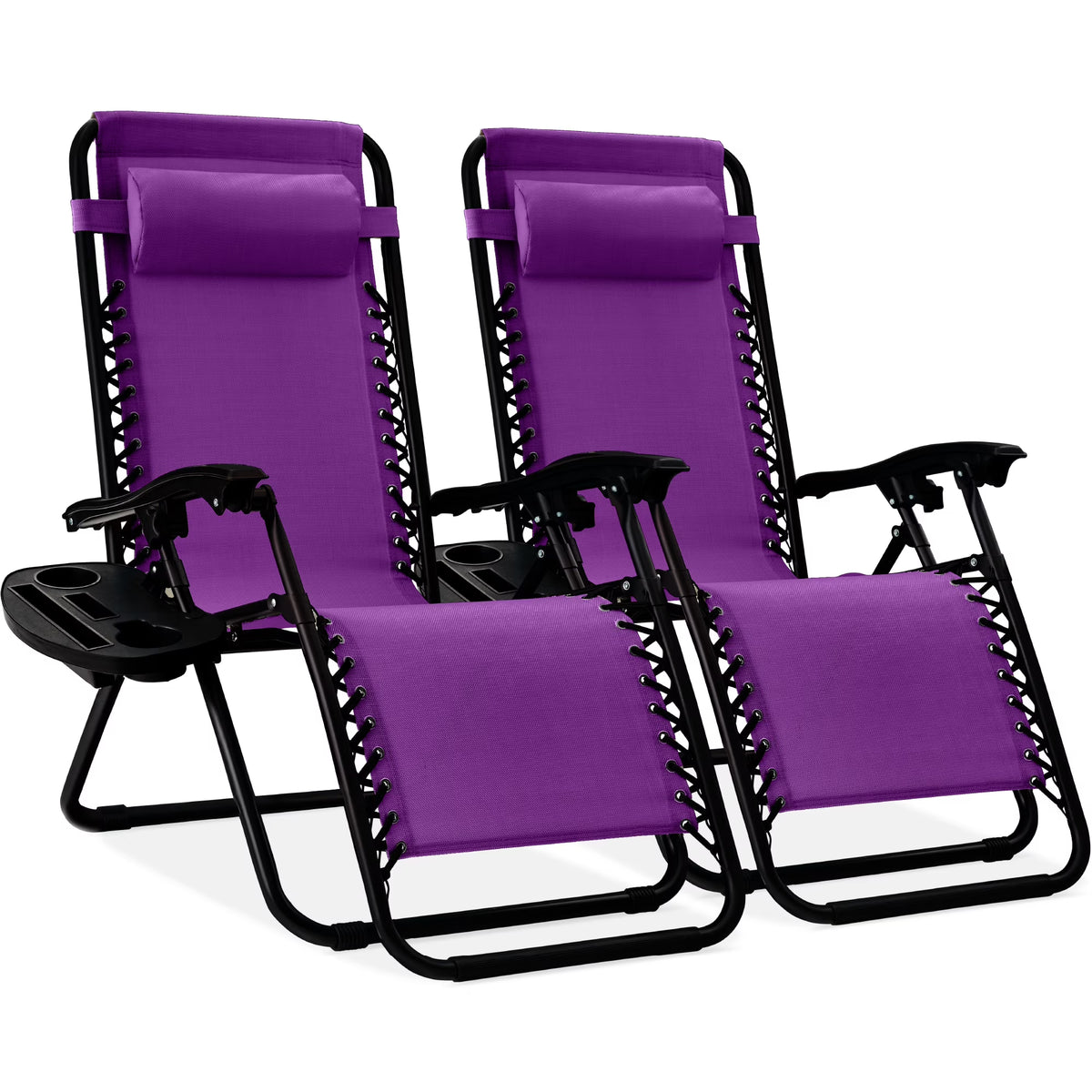 Nouveauté 2026 – Ensemble de 2 fauteuils inclinables zéro gravité Best Choice Products pour terrasse et piscine avec porte-gobelet - Gris