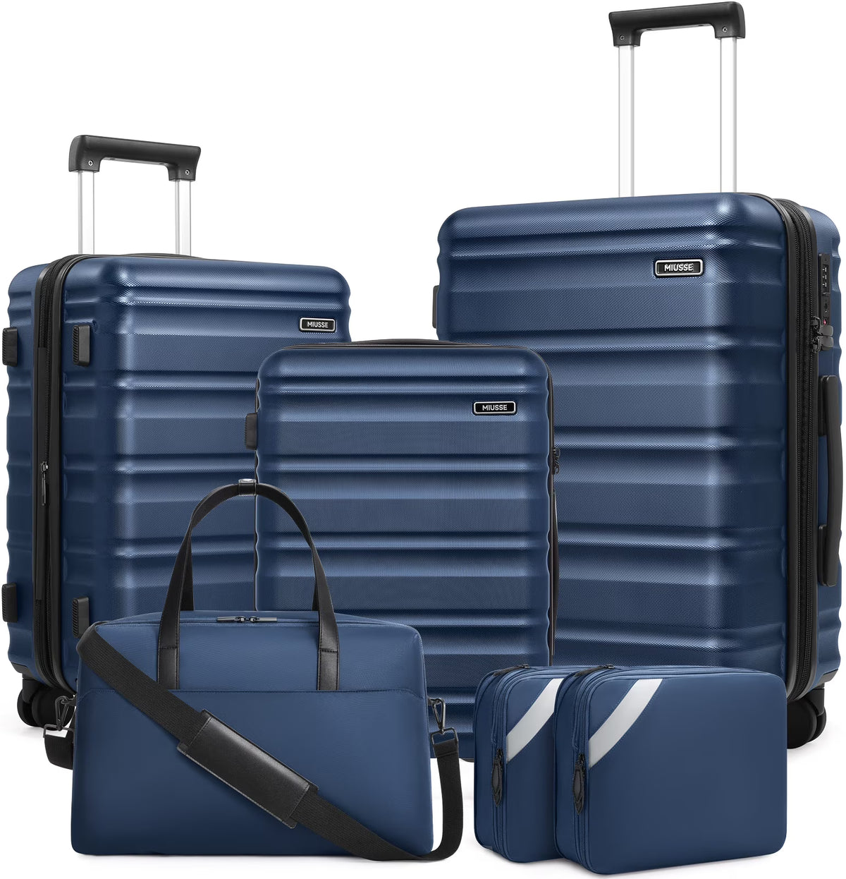 Nouveauté 2026 – Ensemble de bagages MIUSSE , 3 pièces : valise cabine 20 pouces à roulettes, coque rigide 100 % PC avec serrure TSA, conforme aux normes des compagnies aériennes, avec sac à dos de voyage pour hommes et femmes