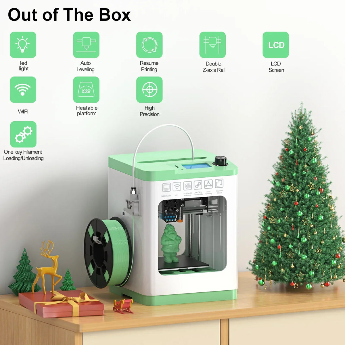 Nouveauté 2026 – Imprimante 3D Tina2S avec contrôle Wi-Fi, entièrement assemblée, nivellement automatique, plateau chauffant et éclairage LED, zone d'impression 9,9 x 10,7 x 9,9 cm