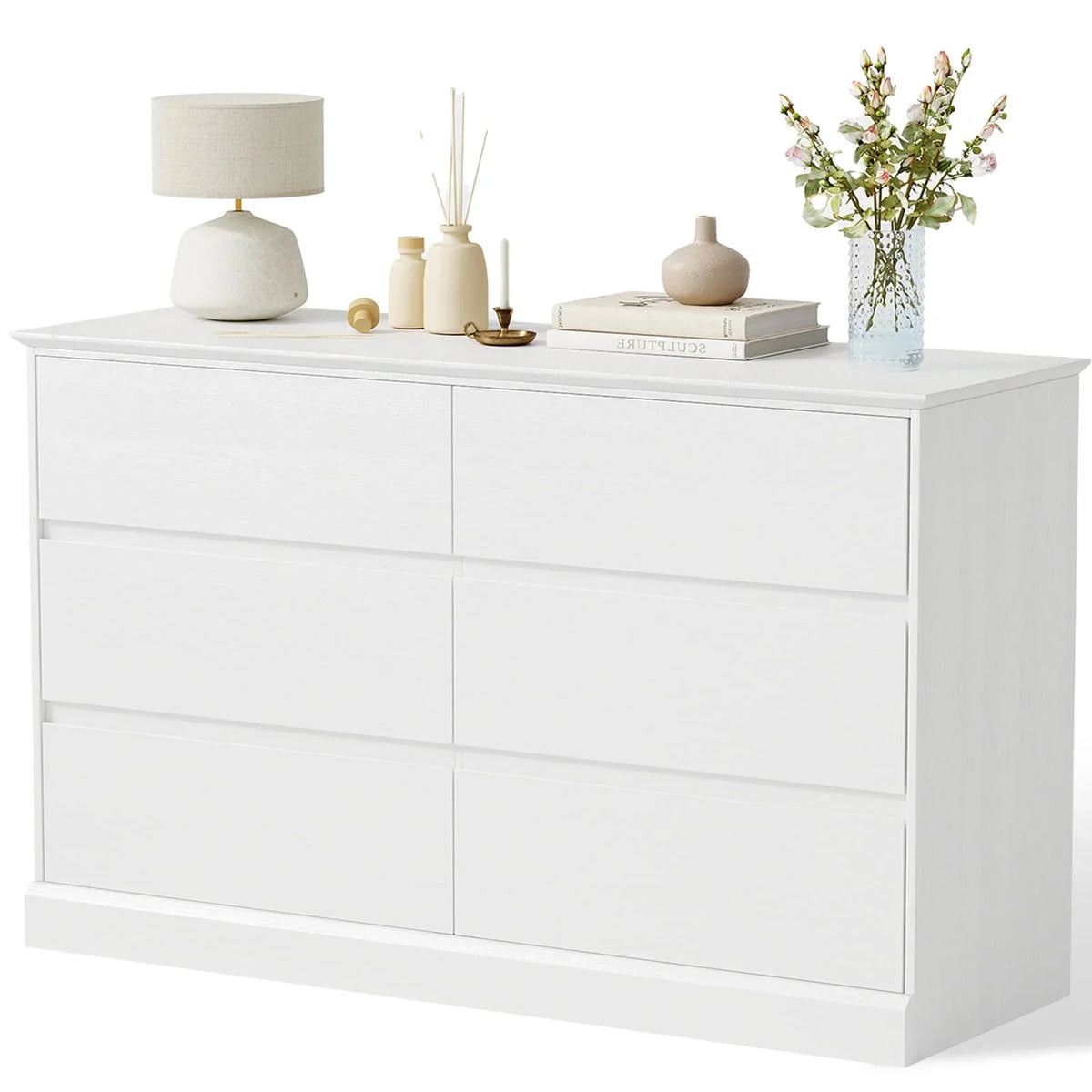 Nouveauté 2026 – Commode blanche neuve , commode à 6 tiroirs, meuble de rangement double, meuble d'appoint pour chambre ou salon