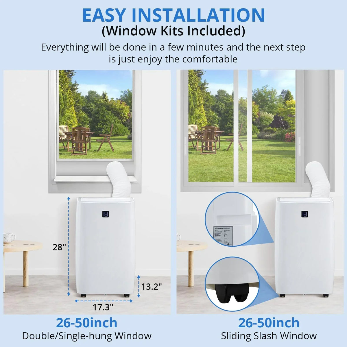 Nouveauté 2026 – Climatiseur portable TROPOW 14000 BTU : rafraîchit jusqu'à 70 m², unité 4 en 1 avec télécommande, déshumidificateur, ventilateur à 3 vitesses et mode nuit. Idéal pour le salon, la chambre et le bureau