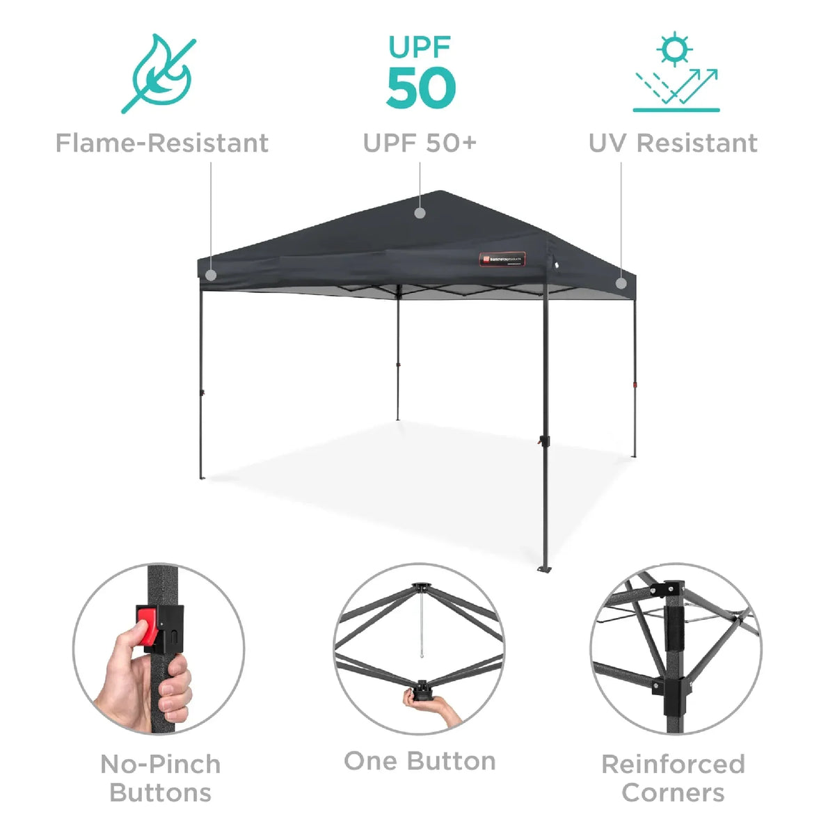 Nouveauté 2026 – Best Choice Products 3,66 m x 3,66 m - Abri pliant facile à monter avec installation en un clic, sac à roulettes et 4 sacs de lestage - Bleu marine