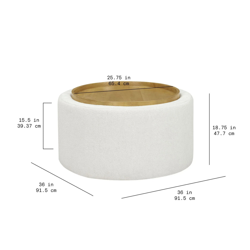 Nouveauté 2026 – Table basse Beautiful Drew Stowaway avec rangement, par Drew Barrymore, couleur crème