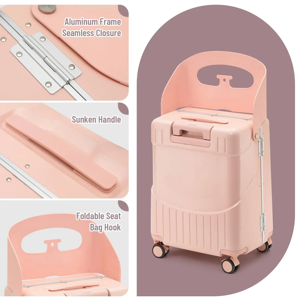 Nouveauté 2026 – Valise 22 pouces avec serrure TSA, idéale pour enfants et adultes, roulettes pivotantes verrouillables, housse de protection et ceinture de sécurité incluses