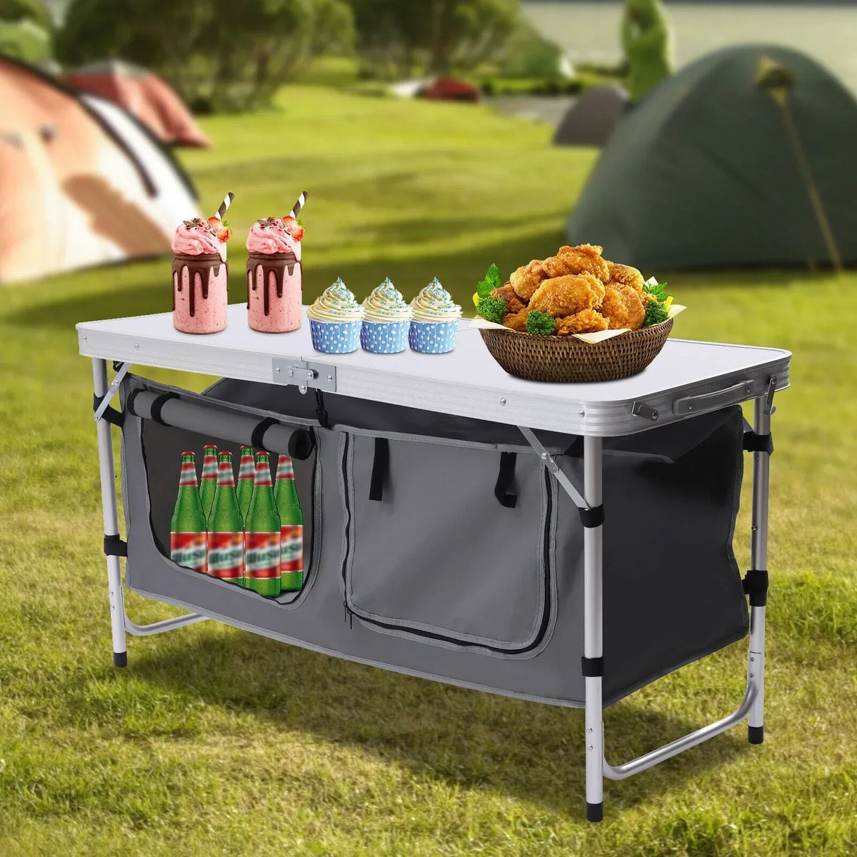 Nouveauté 2026 – Table de camping pliante portable en aluminium, hauteur réglable, idéale pour cuisiner en intérieur et en extérieur