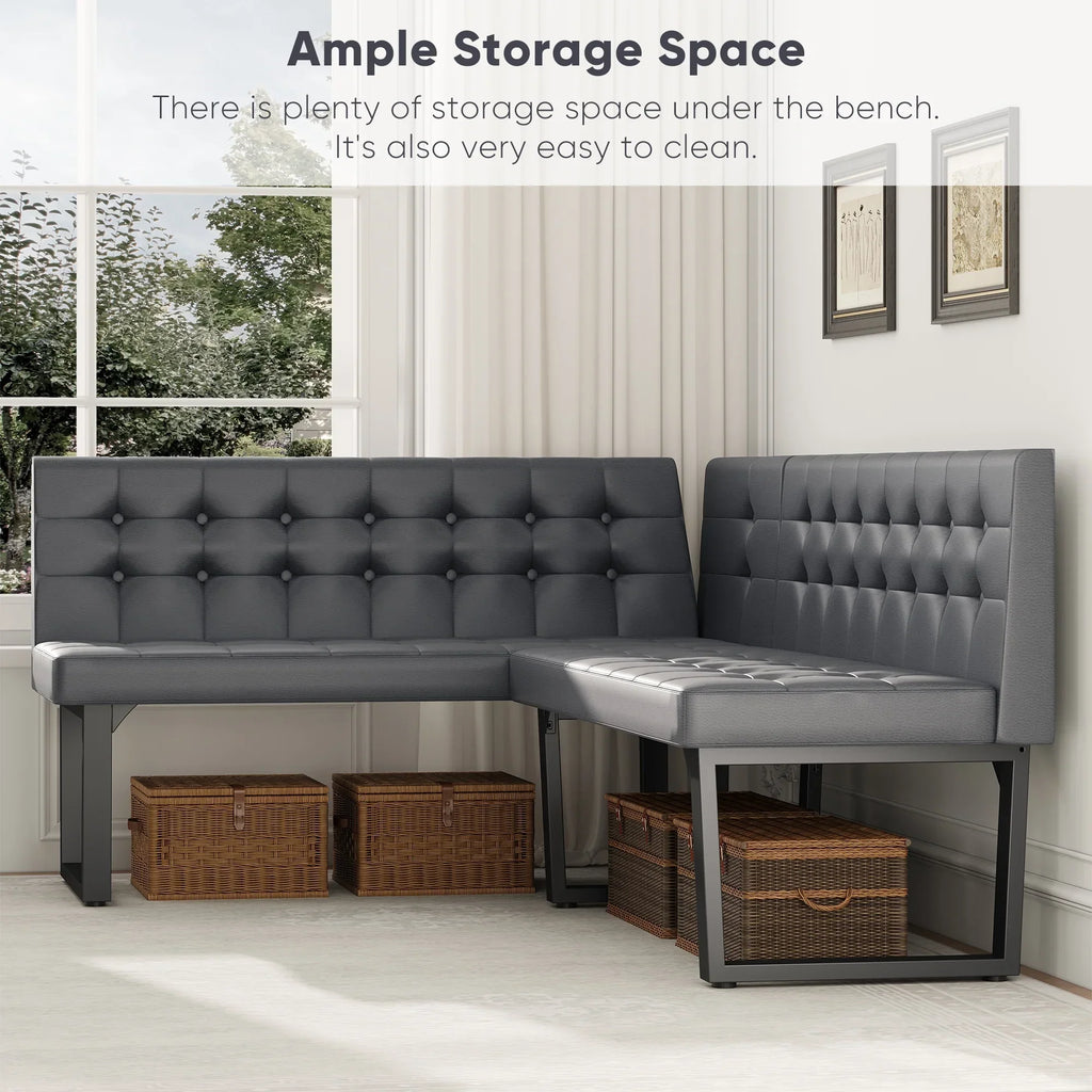 Nouveauté 2026 – Ensemble de salle à manger d'angle 5 pièces Brafab avec table et banc, style moderne, avec banquette rembourrée grise