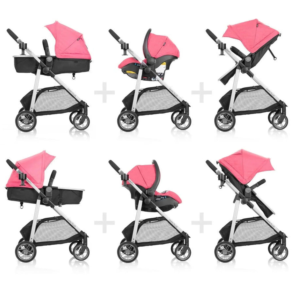 Nouveauté 2026 – Système de voyage modulaire Evenflo Omni Plus avec siège auto pour bébé LiteMax Sport, gris Mylar, unisexe