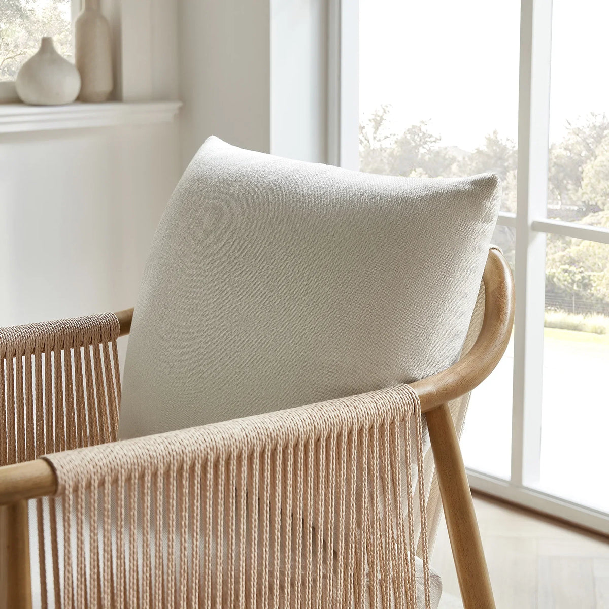 Nouveauté 2026 – Fauteuil d'appoint moderne CHITA , fauteuil tressé pour salon, crème