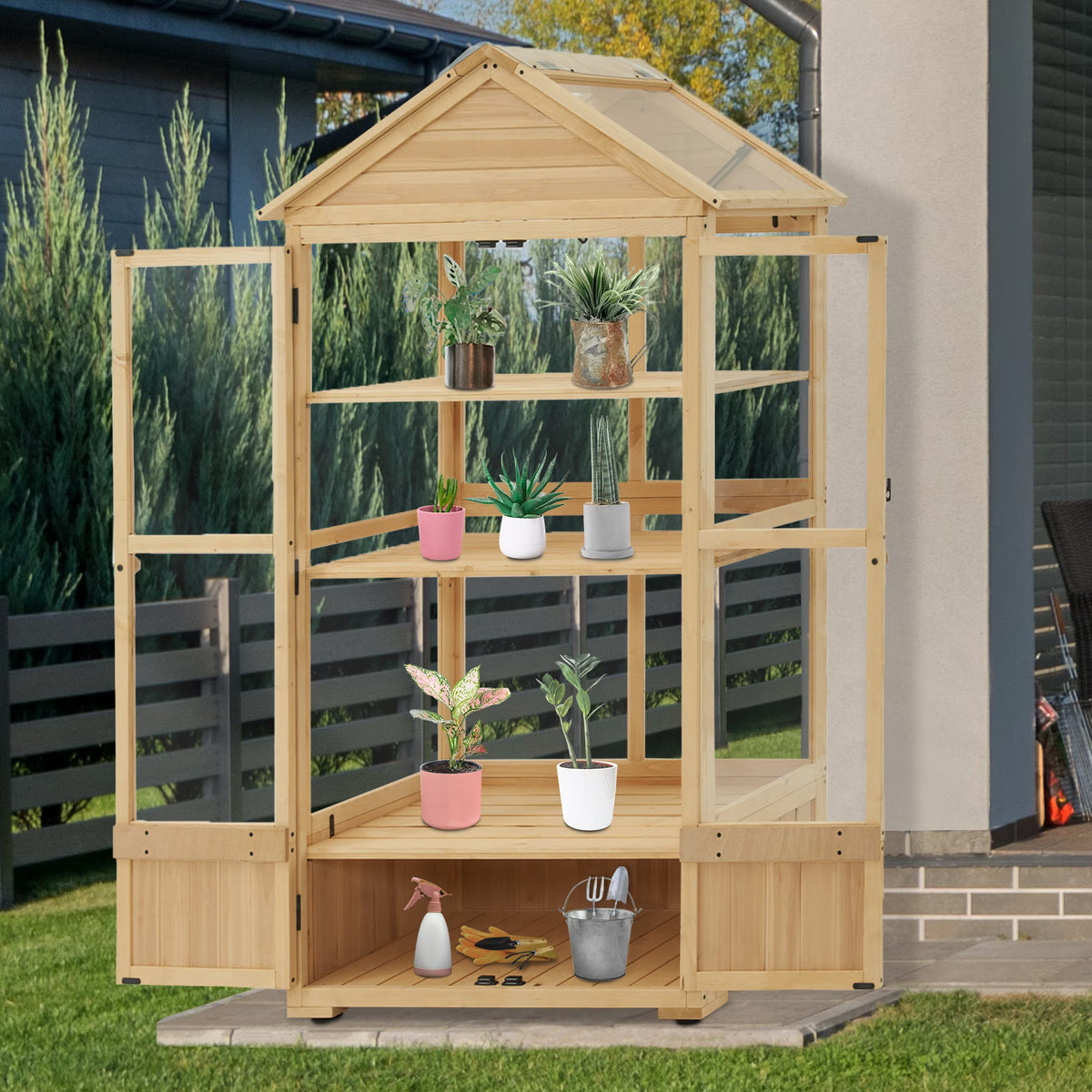 Nouveauté 2026 – Serre à châssis froid MCombo , armoire de serre en bois à 3 niveaux avec étagère réglable, abri de jardin à châssis froid pour une utilisation intérieure et extérieure, 0847