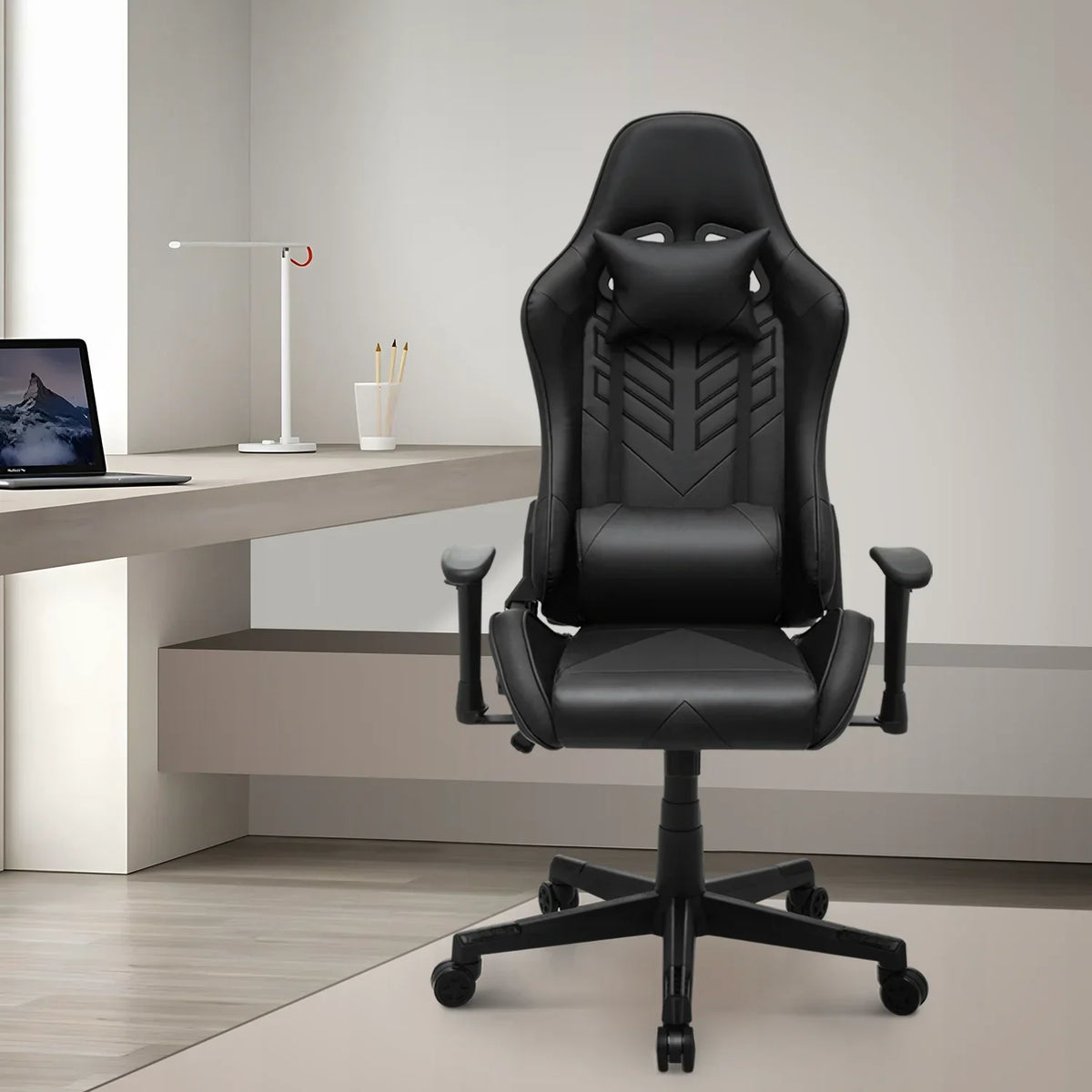 Nouveauté 2026 – Chaise de jeu ergonomique Magshion , chaise de jeu confortable, chaise de bureau en cuir, chaise de jeu pivotante et réglable, bleue