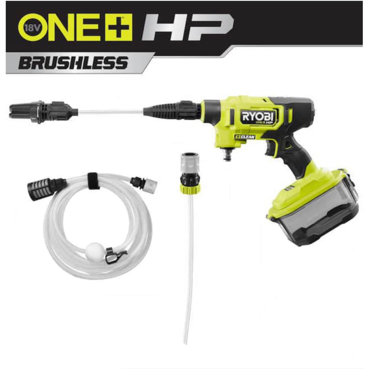 Nouveauté 2026 – Nettoyeur haute pression électrique sans fil Ryobi ONE+ HP 600 PSI à 0,7 GPM 18 V, eau froide, tuyau de siphon de 6 m