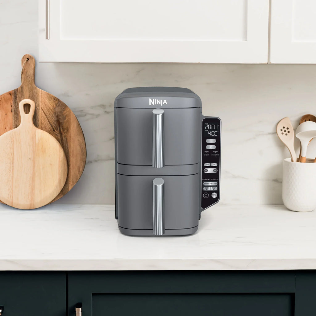 Nouveauté 2026 – Friteuse à air Ninja DoubleStack XL à 2 paniers, technologie DoubleStack permettant de cuire 4 aliments simultanément, conception compacte, 10 pintes, 4 en 1, Smart Finish & Match Cook, SL400