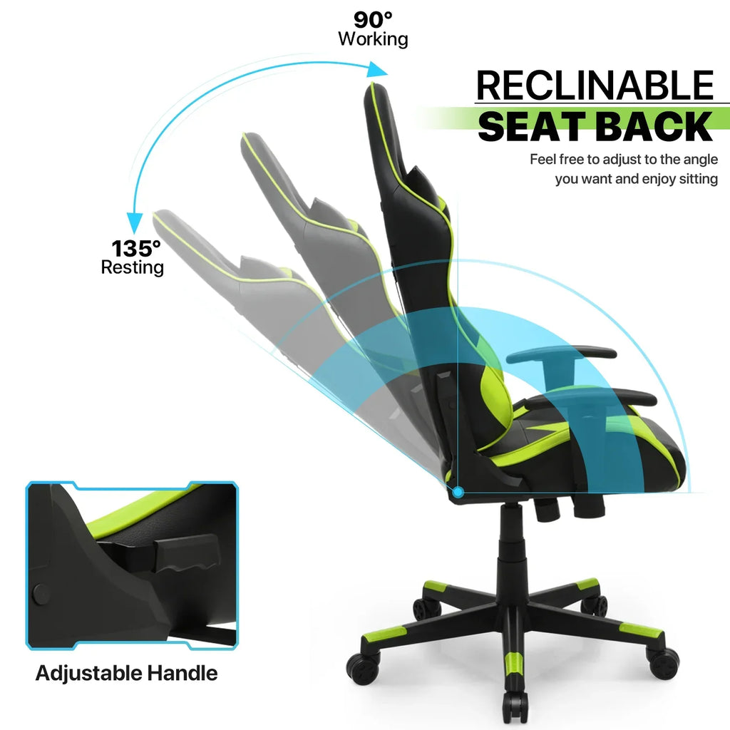 Nouveauté 2026 – Chaise de jeu ergonomique Magshion , chaise de jeu confortable, chaise de bureau en cuir, chaise de jeu pivotante et réglable, bleue