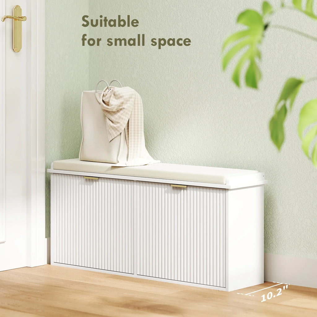 Nouveauté 2026 – Banc à chaussures HOMCOM avec assise rembourrée et tiroir rabattable, supportant jusqu'à 240 kg, 104 x 26 x 48 cm, noir