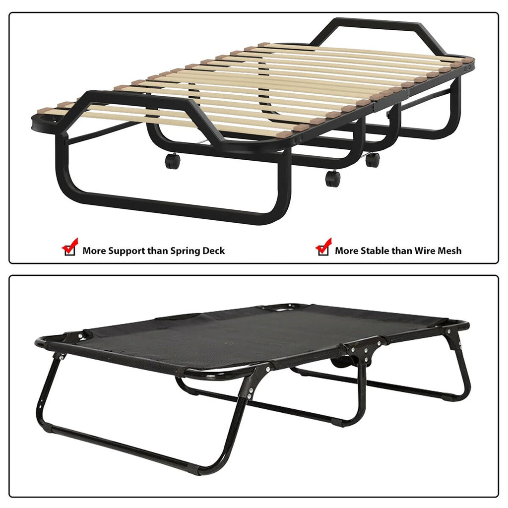 Nouveauté 2026 – Lit pliant Gymax avec matelas à mémoire de forme, lit d'appoint en métal, fabriqué en Italie