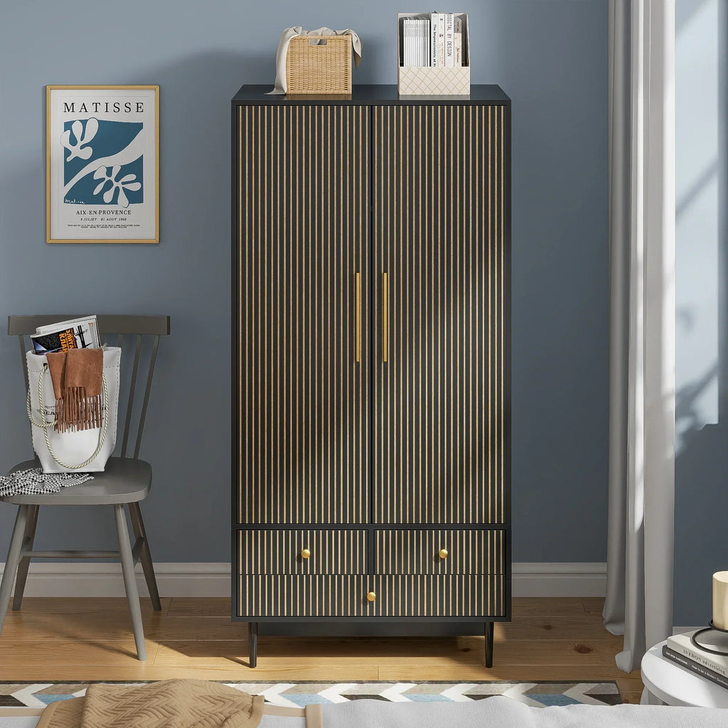 Nouveauté 2026 – Armoire-penderie Armoire , meuble de rangement avec tiroirs et penderie pour chambre à coucher, blanc