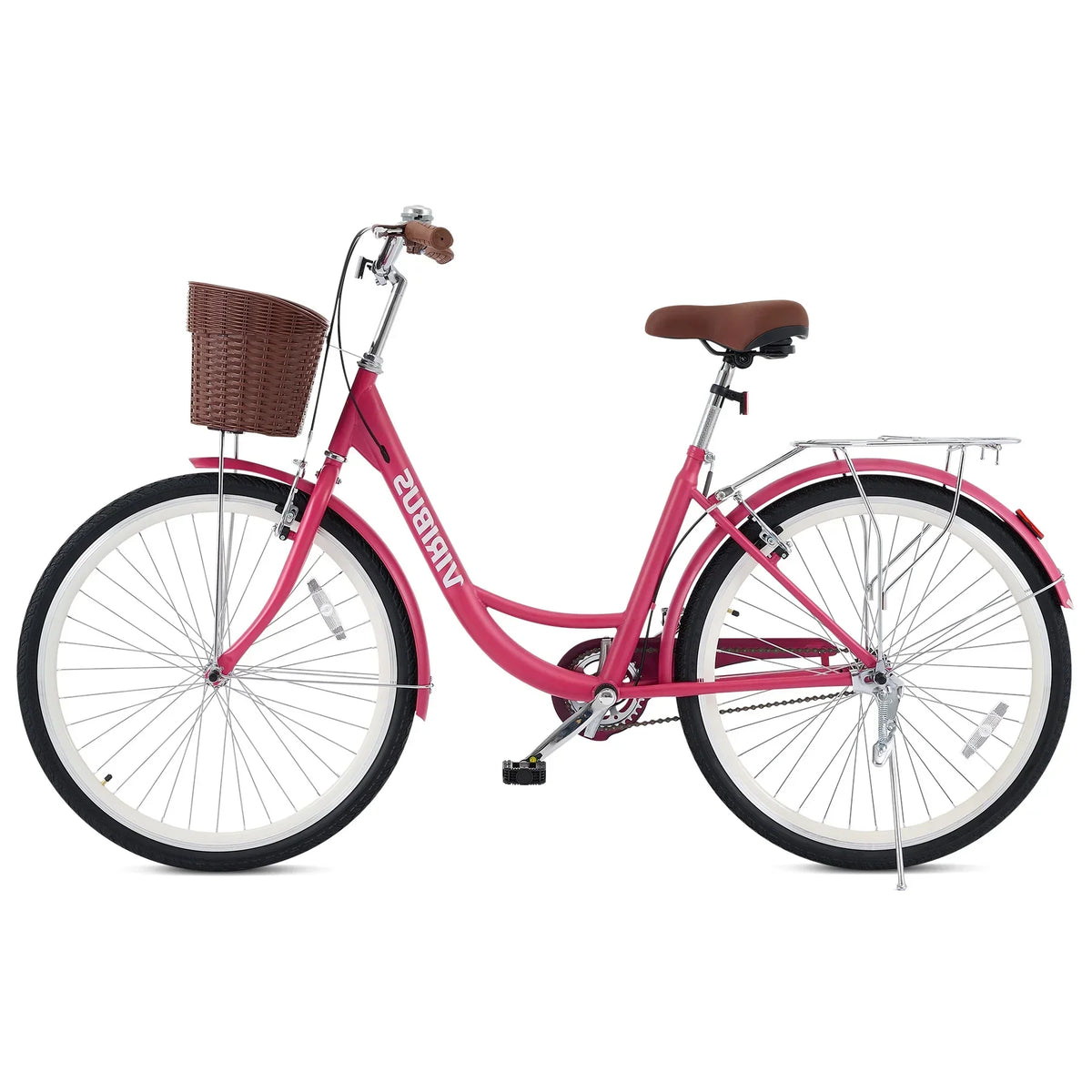 Nouveauté 2026 – Vélo confort femme Viribus , 24 pouces, style cruiser plage et ville, avec panier, blanc