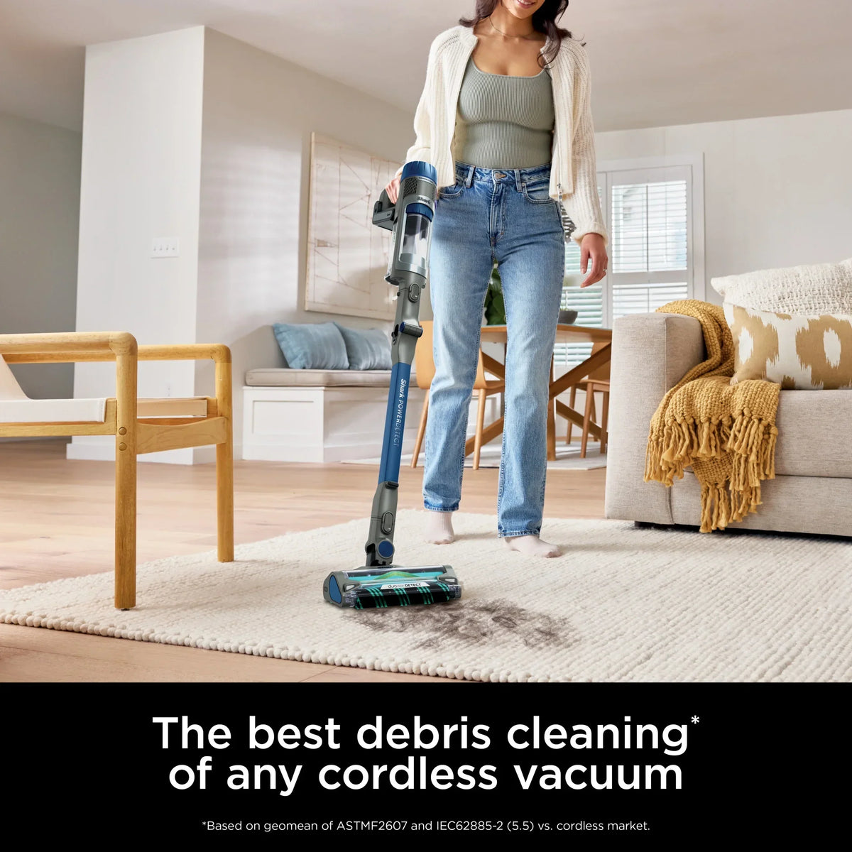 Nouveauté 2026 – Aspirateur balai sans fil Shark PowerDetect , multi-surfaces, avec brosse DuoClean Detect et tube MultiFLEX, jusqu'à 60 minutes d'autonomie, IP1250 bleu
