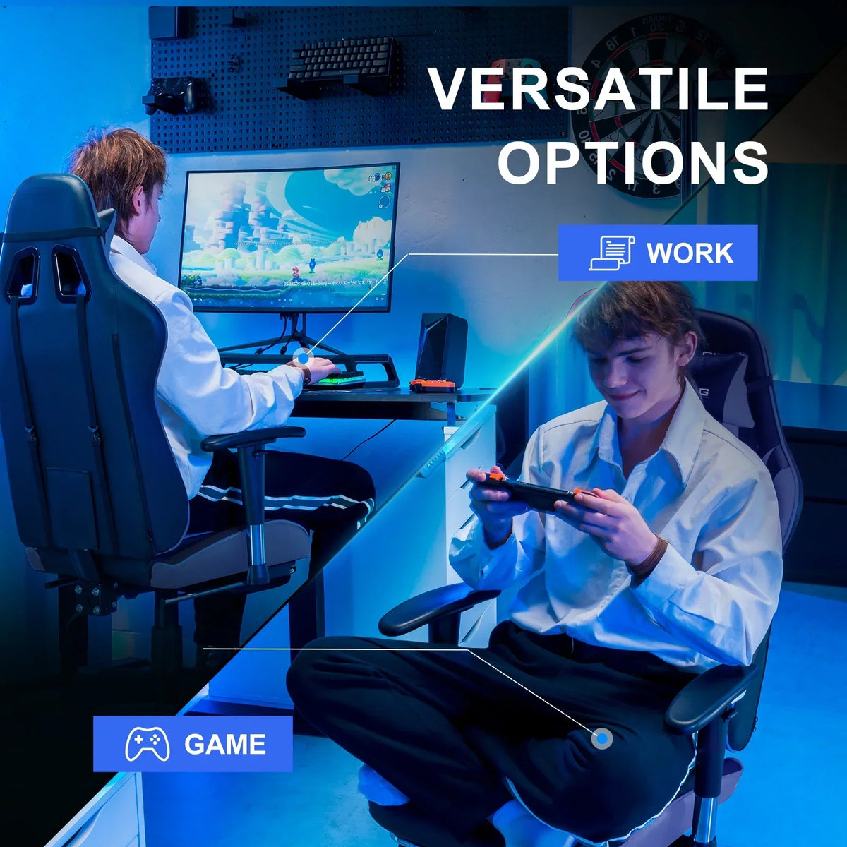Nouveauté 2026 – Chaise de jeu GTRACING , chaise de bureau ergonomique avec soutien lombaire, revêtement en cuir PU, repose-pieds et appui-tête réglable, rouge