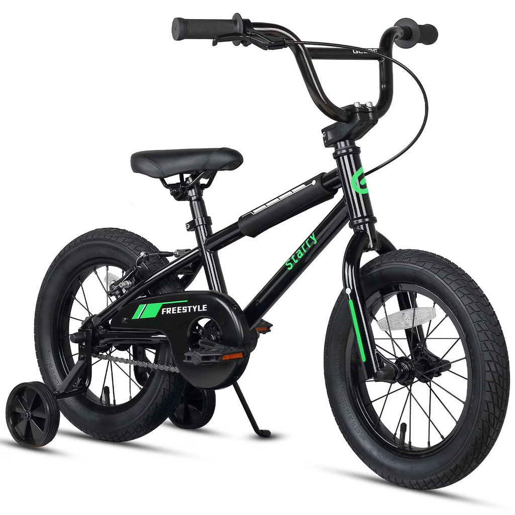 Nouveauté 2026 – Vélo Glerc pour enfants de 3 à 5 ans, style BMX, avec stabilisateurs et frein à rétropédalage, bleu. Convient aux garçons et aux filles de 3 à 5 ans