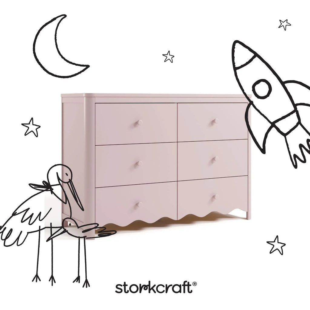 Nouveauté 2026 – Commode pour chambre d'enfant Storkcraft Casablanca 6 tiroirs, couleur sauge