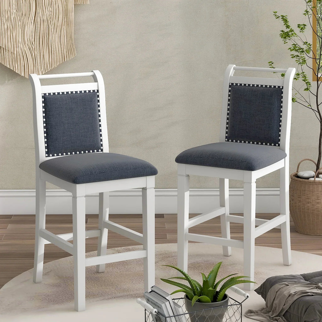 Nouveauté 2026 – Ensemble de salle à manger pliant 3 pièces en bois Harper & Bright Designs : table à abattants et 2 chaises de bar rembourrées, idéal pour les petits espaces, marron