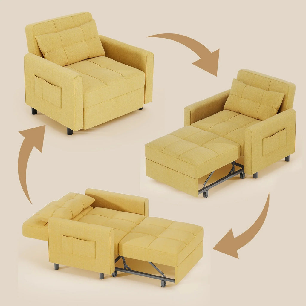Nouveauté 2026 – Canapé-lit convertible 3 en 1 Lofka avec rangement, dossier réglable et fonction gigogne - Fauteuil-lit idéal pour les petits espaces et les appartements, gris foncé
