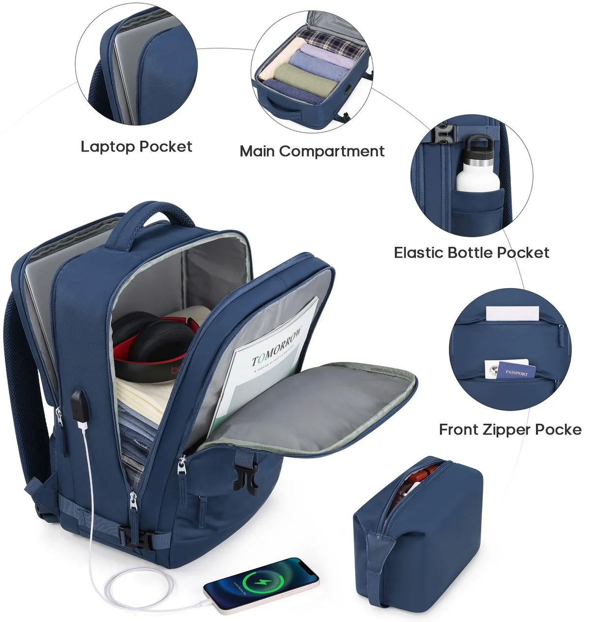 Nouveauté 2026 – Ensemble de bagages MIUSSE , 3 pièces : valise cabine 20 pouces à roulettes, coque rigide 100 % PC avec serrure TSA, conforme aux normes des compagnies aériennes, avec sac à dos de voyage pour hommes et femmes