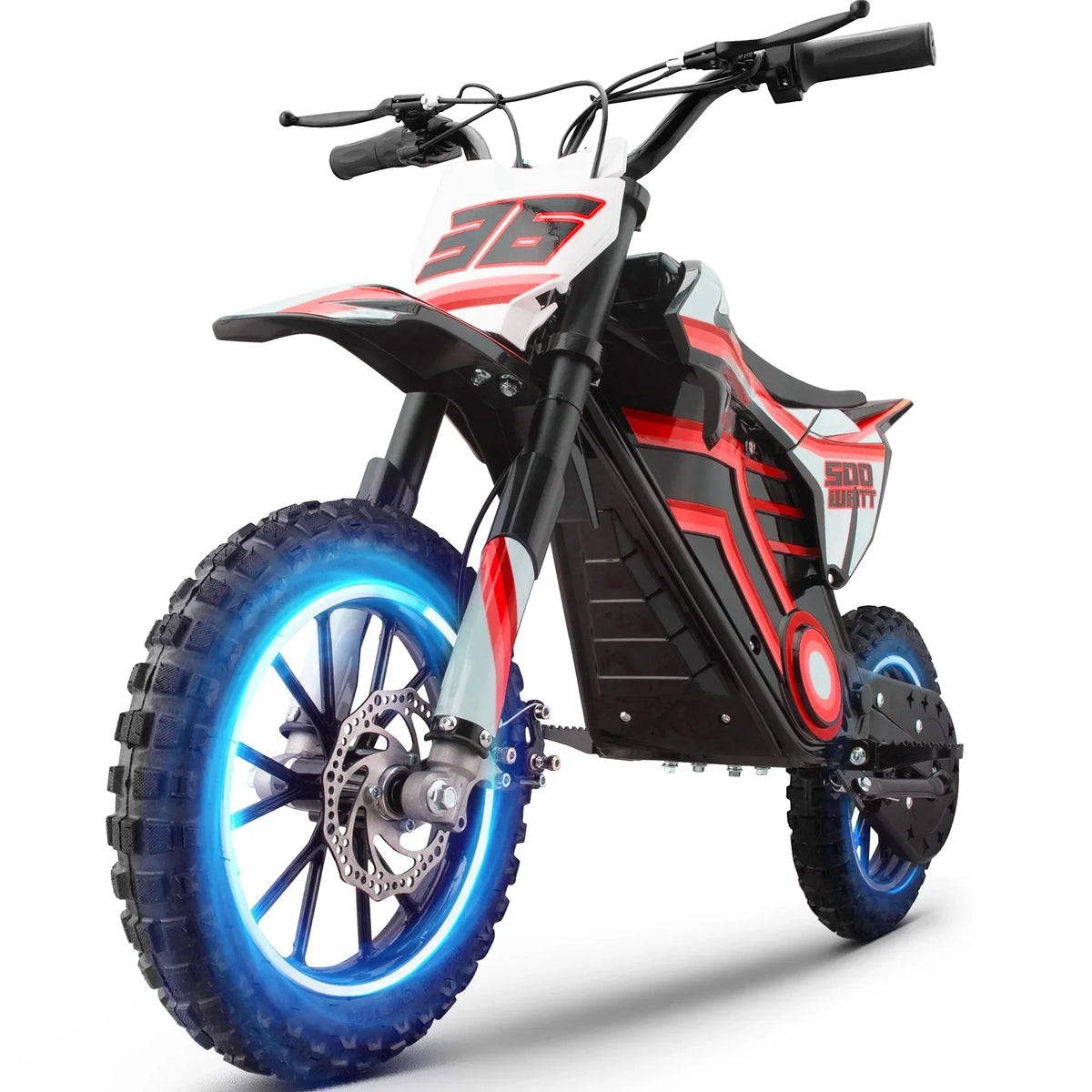 Nouveauté 2026 – Moto tout-terrain électrique QEASET , 500 W, pour enfants (garçons et filles) de 8 à 14 ans, bleue