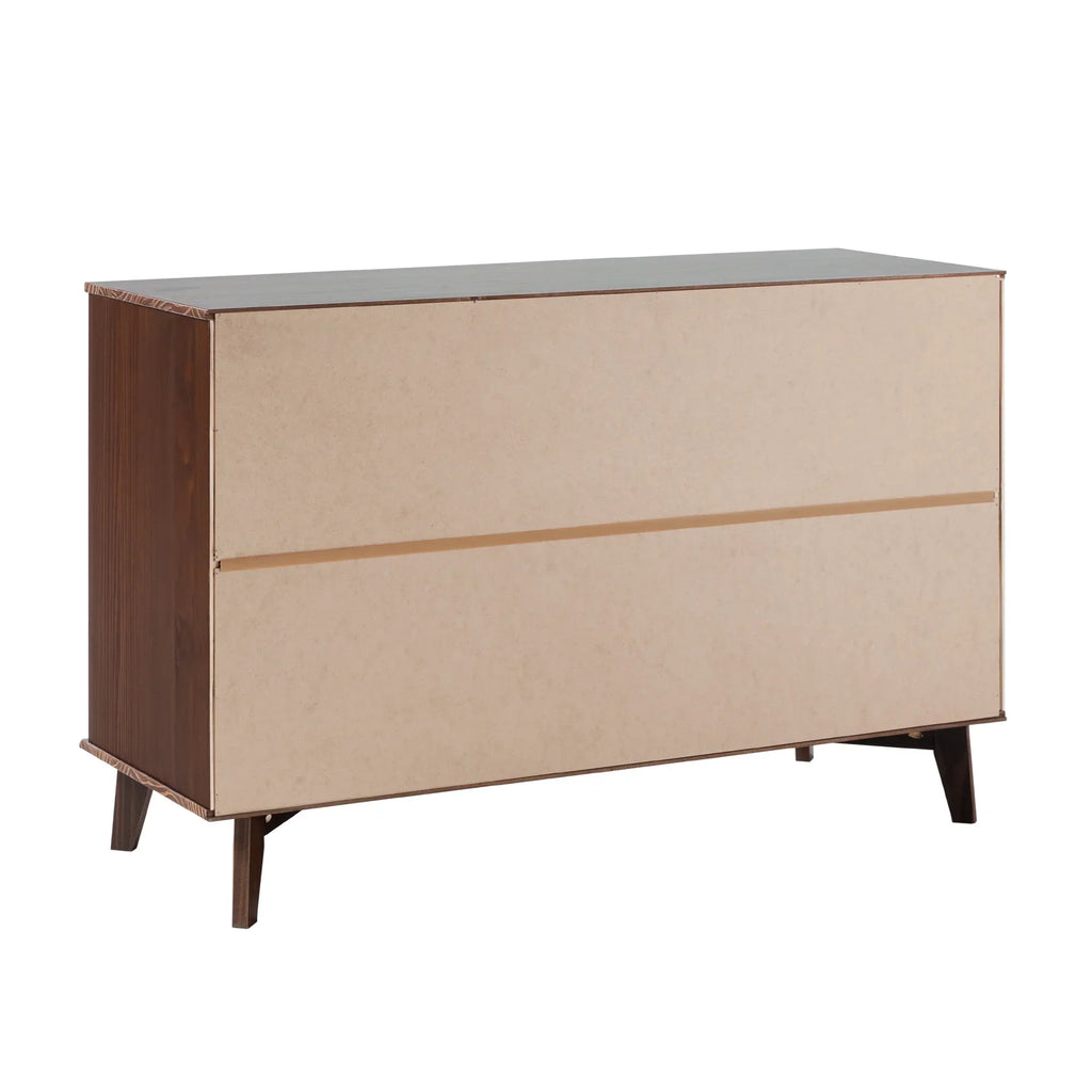 Nouveauté 2026 – Commode Walker Edison Sonoma 6 tiroirs en bois massif couleur caramel