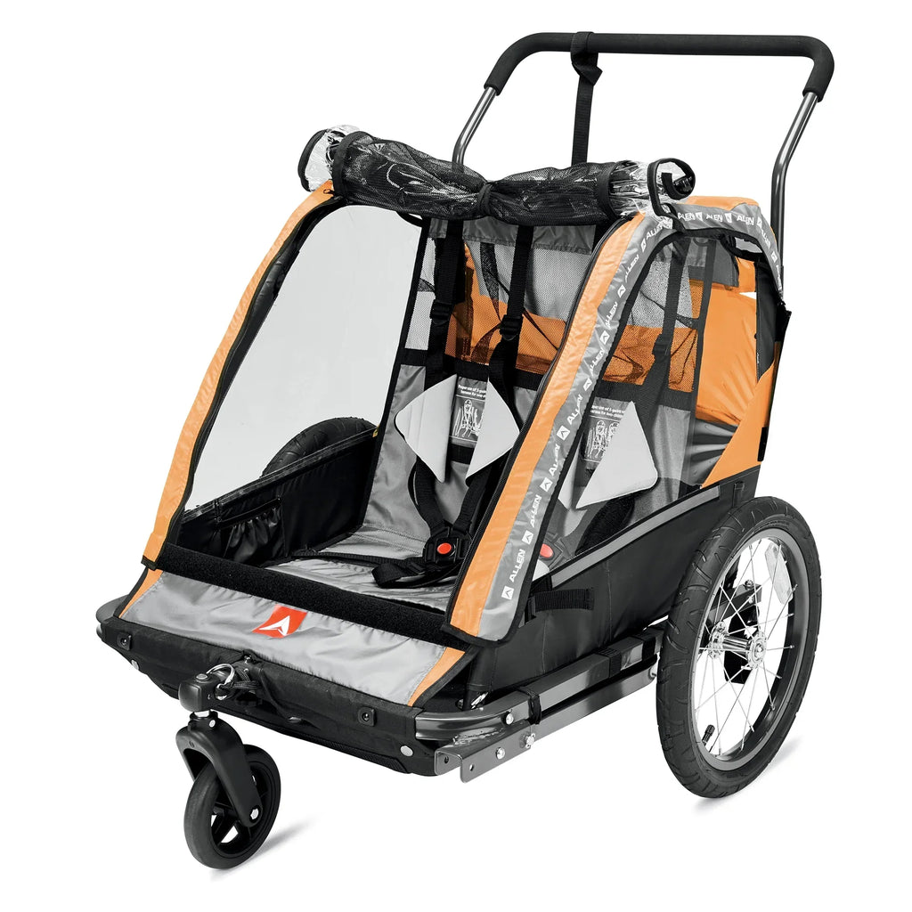 Nouveauté 2026 – Remorque vélo et poussette Allen Sports Deluxe pour 2 enfants, modèle AS2, verte